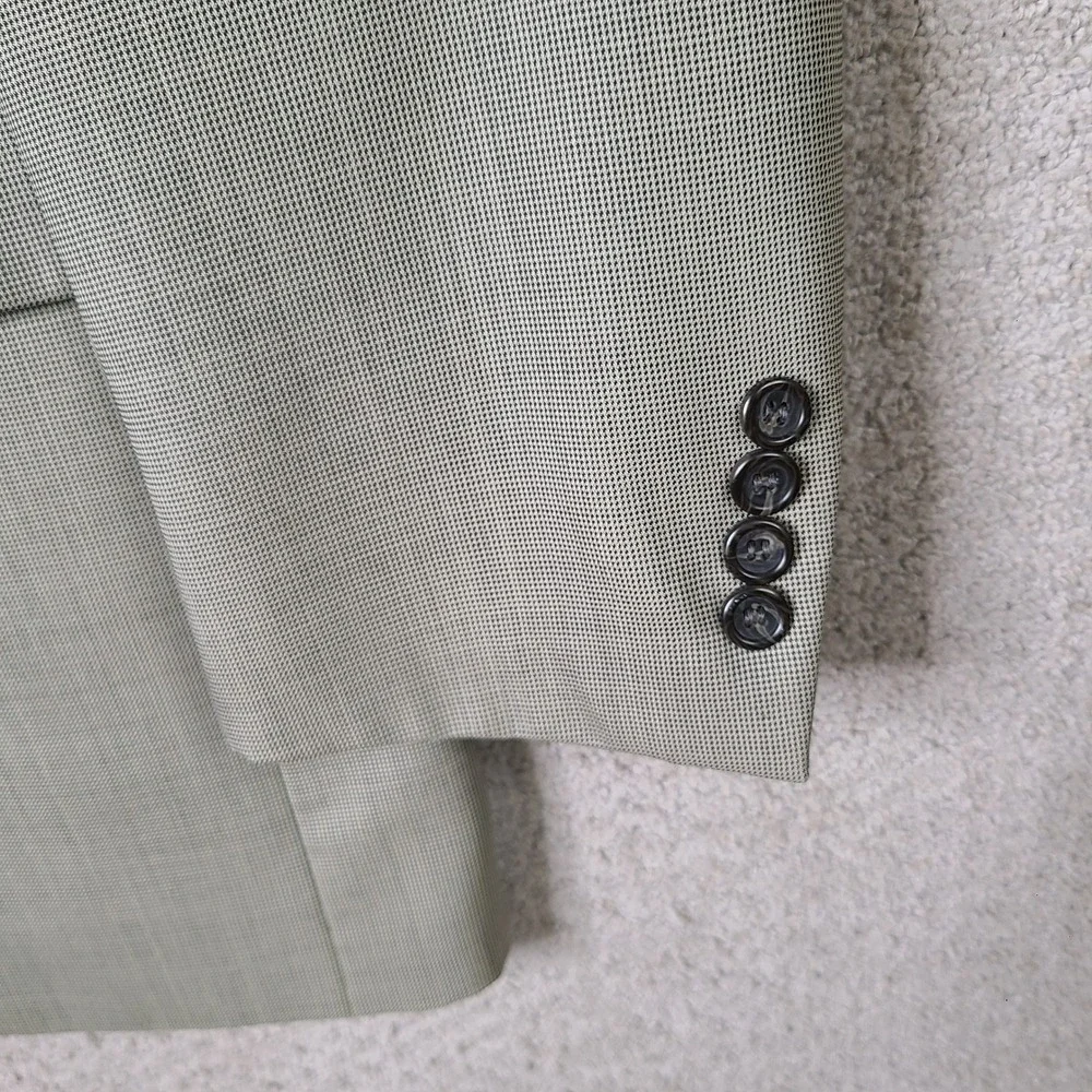 Evan-Picone Jacket Mens 40L Tan Micro Check Blazer 3 Button Pure Wool Suit Coat